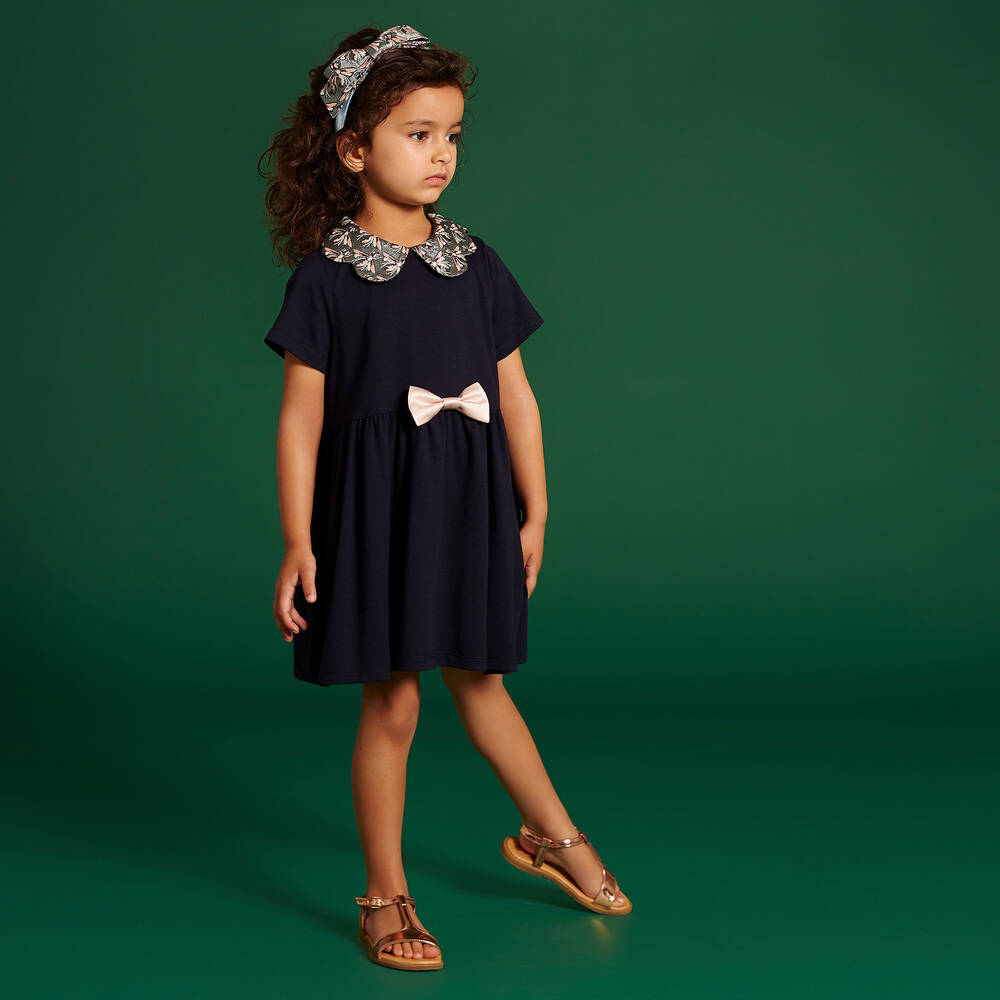 Hucklebones London-Синее платье из джерси для девочек | Childrensalon Outlet