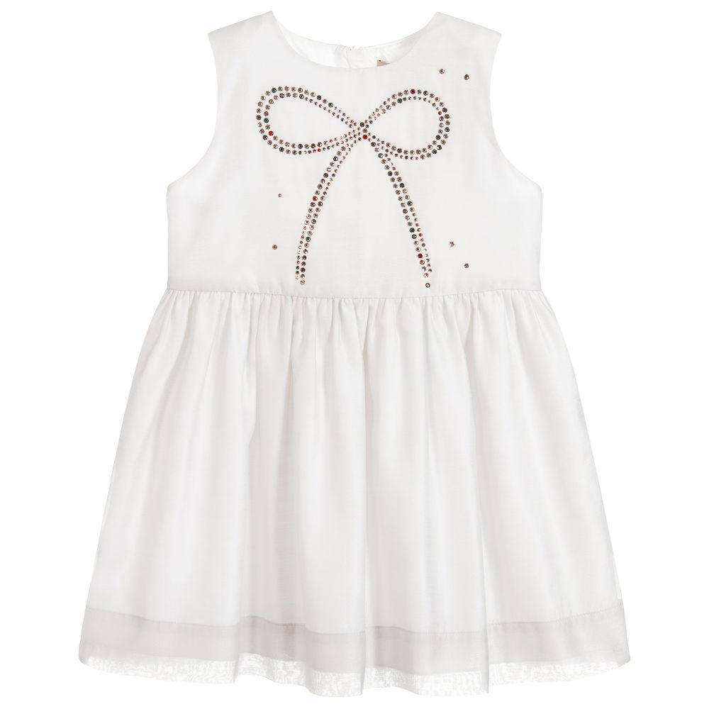 Hucklebones London - Girls Pale Grey Chiffon Dress | Childrensalon