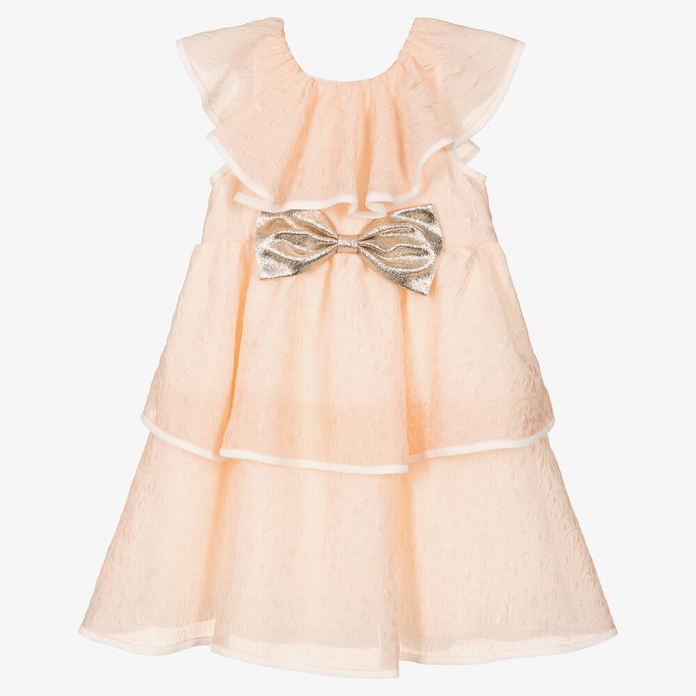 Hucklebones London - Girls Pale Pink Organza Dress | Childrensalon