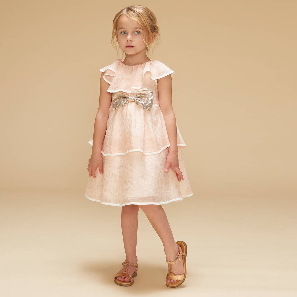 Hucklebones London-Girls Pale Pink Organza Dress | Childrensalon Outlet