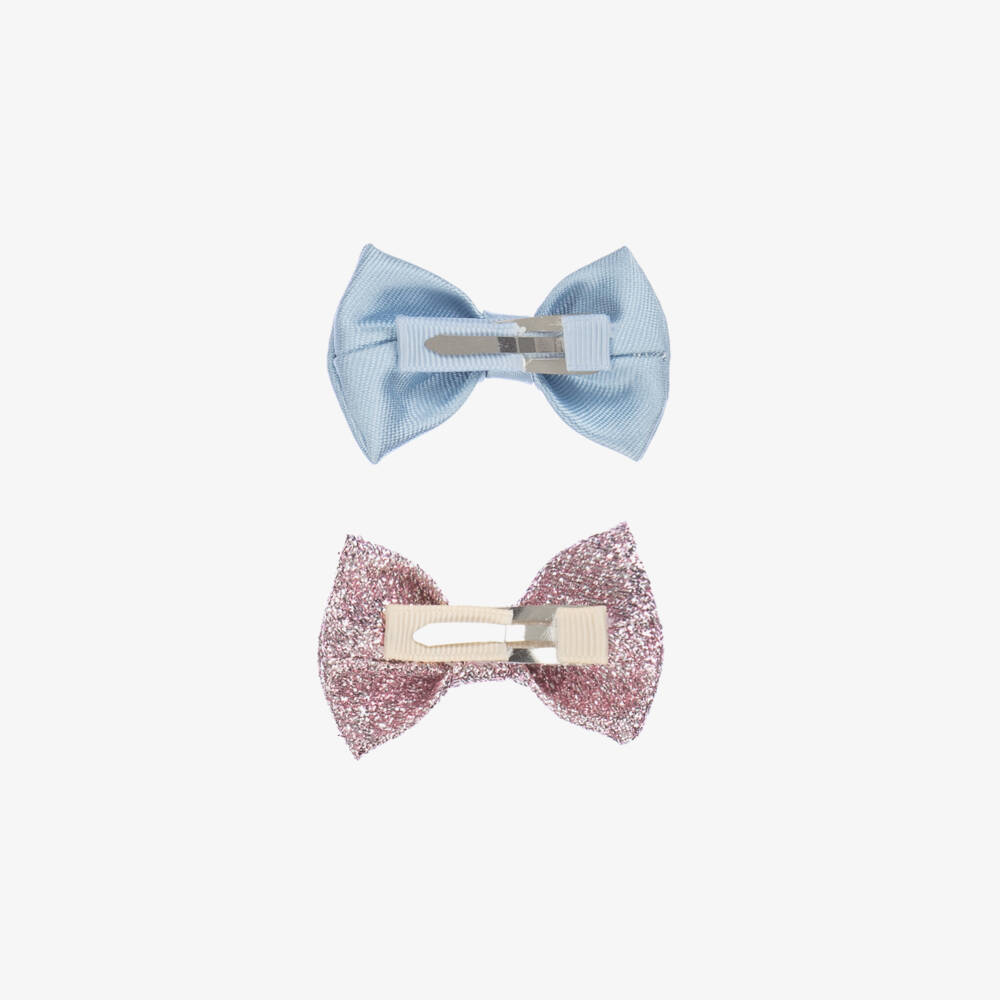 Hucklebones London-Girls Pink & Blue Bow Clips Duo | Childrensalon Outlet