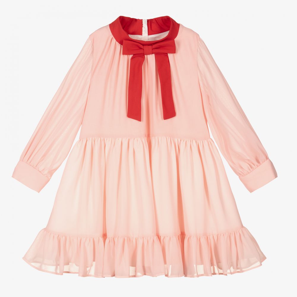 Hucklebones London - Girls Pink Chiffon Dress | Childrensalon
