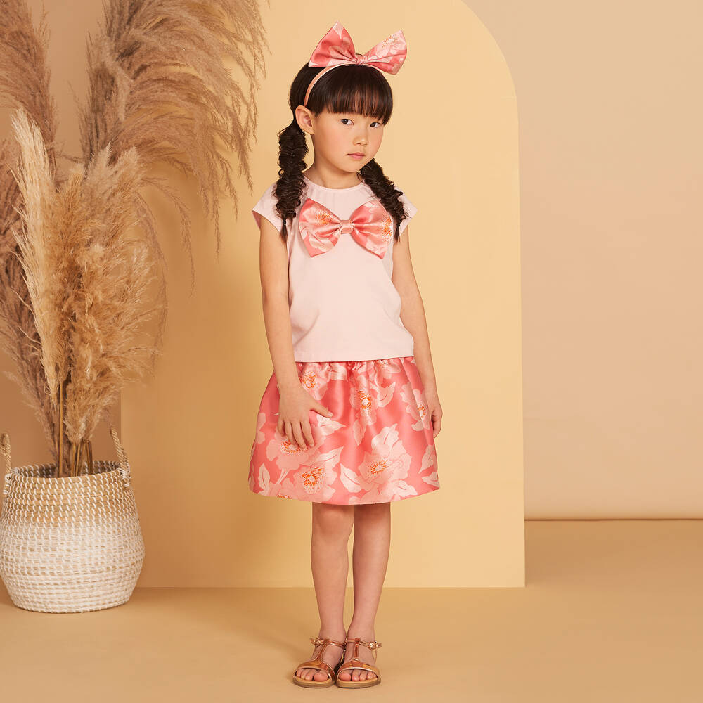 Hucklebones London-Girls Pink Cotton T-Shirt | Childrensalon Outlet