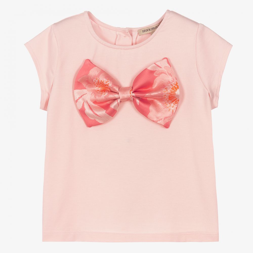 Hucklebones London - Girls Pink Cotton T-Shirt | Childrensalon
