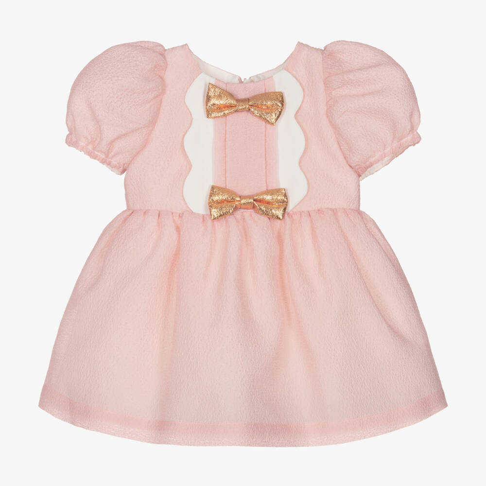 Hucklebones London-Платье из розового крепа с бантом для девочек | Childrensalon Outlet