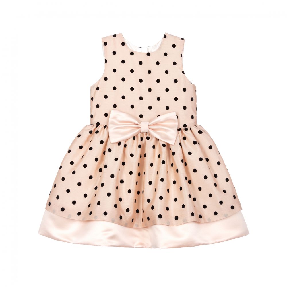 Hucklebones London - Girls Pink Dotted Dress  | Childrensalon