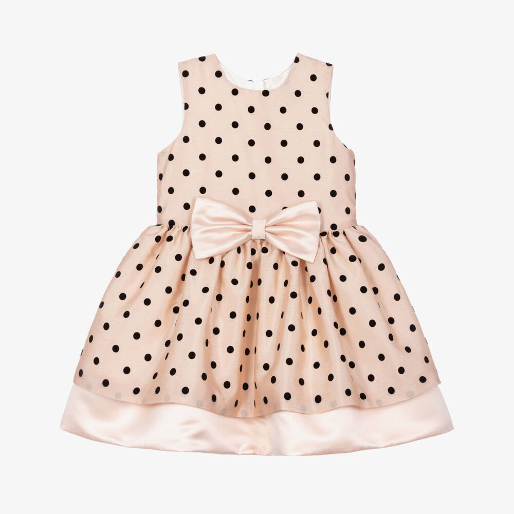 Hucklebones London-Girls Pink Dotted Dress  | Childrensalon Outlet