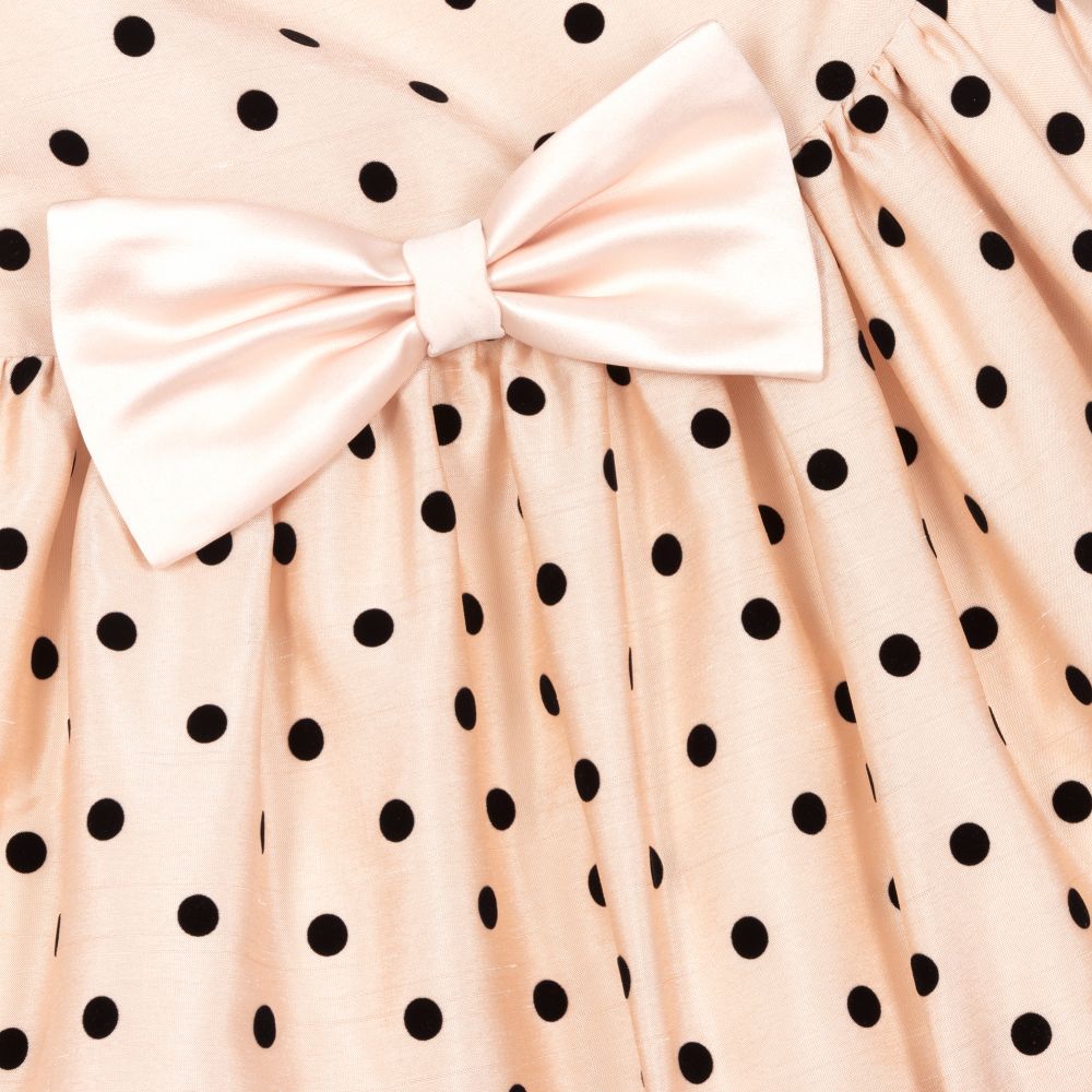Hucklebones London-Girls Pink Dotted Dress  | Childrensalon Outlet