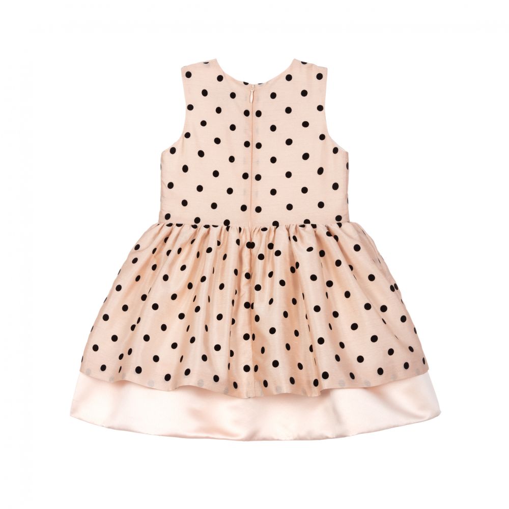 Hucklebones London-Girls Pink Dotted Dress  | Childrensalon Outlet