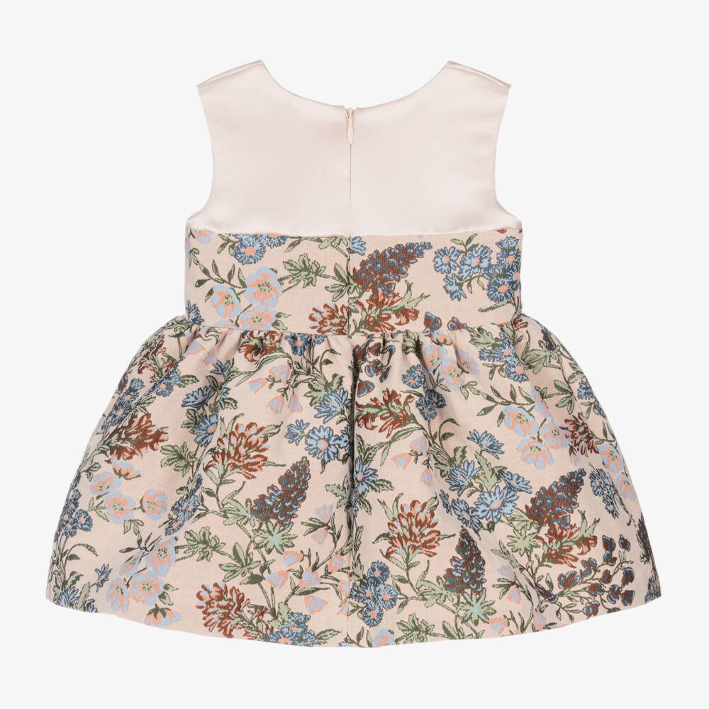 Hucklebones London-Платье из розового цветочного броката с бантом для девочек | Childrensalon Outlet