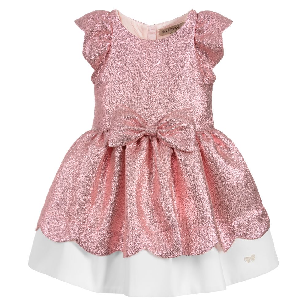 Hucklebones London-فستان قطن جيرسي غليترو كريب لون زهري و عاجي | Childrensalon Outlet