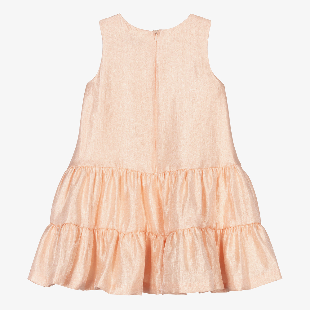 Hucklebones London-Розовое платье с золотистым бантом для девочек | Childrensalon Outlet