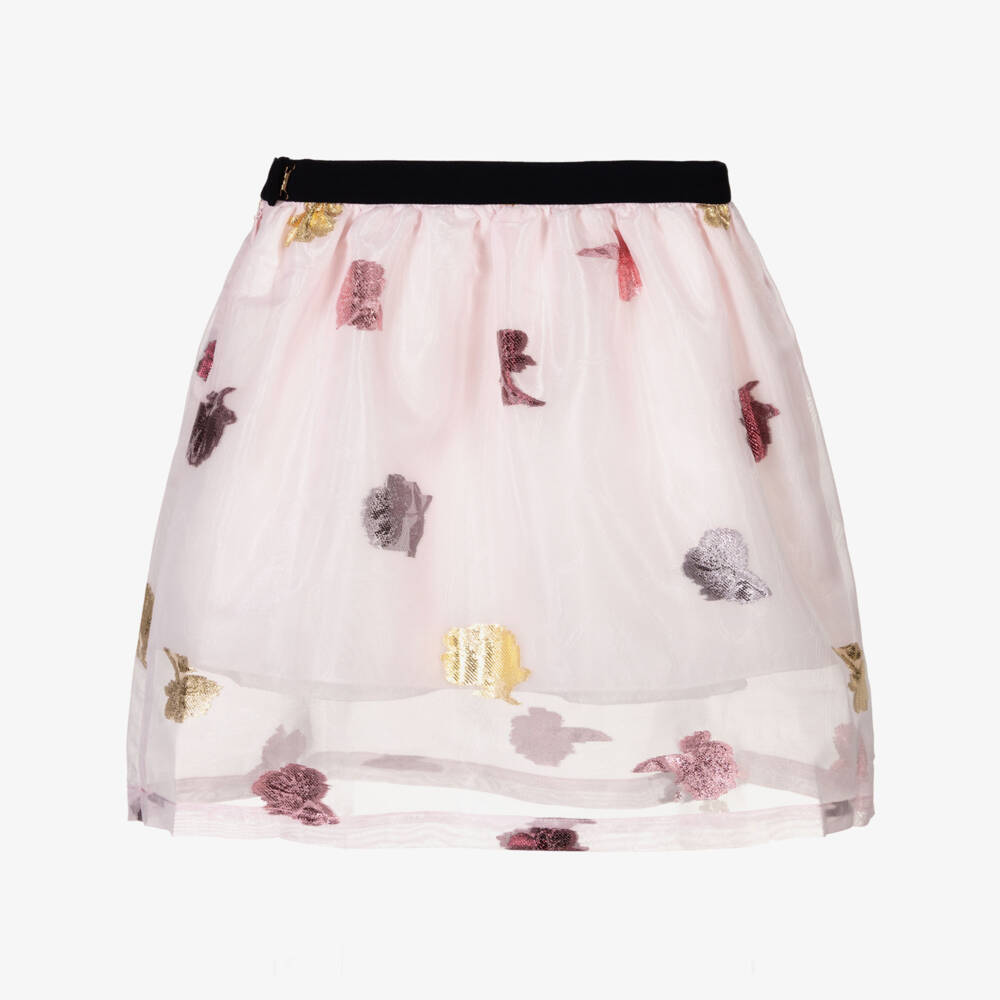 Hucklebones London-Girls Pink Organza Skirt | Childrensalon Outlet