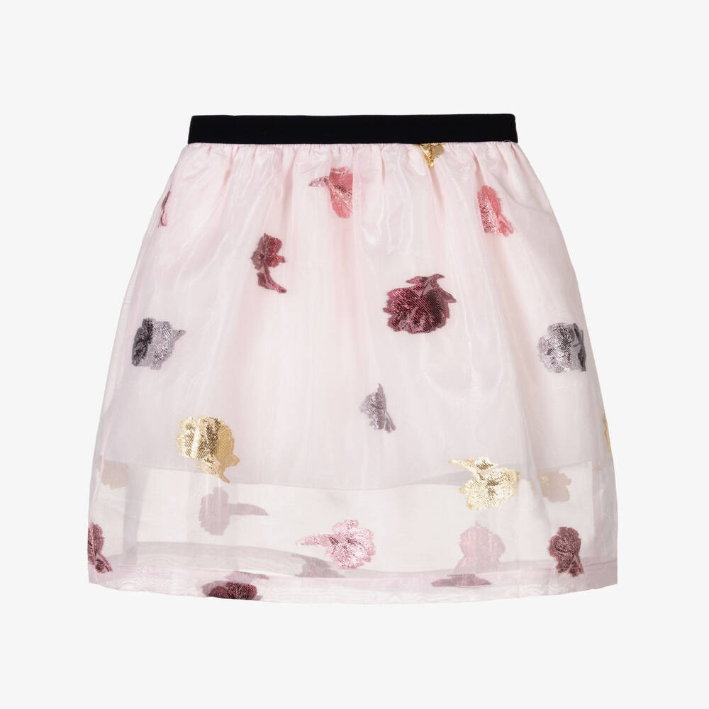 Hucklebones London-Girls Pink Organza Skirt | Childrensalon Outlet