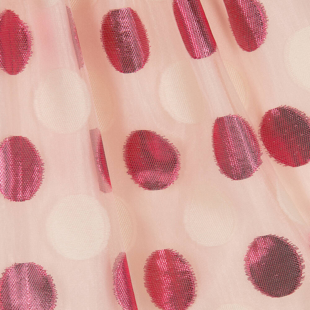 Hucklebones London-Girls Pink Polka Dot Organza Dress | Childrensalon Outlet
