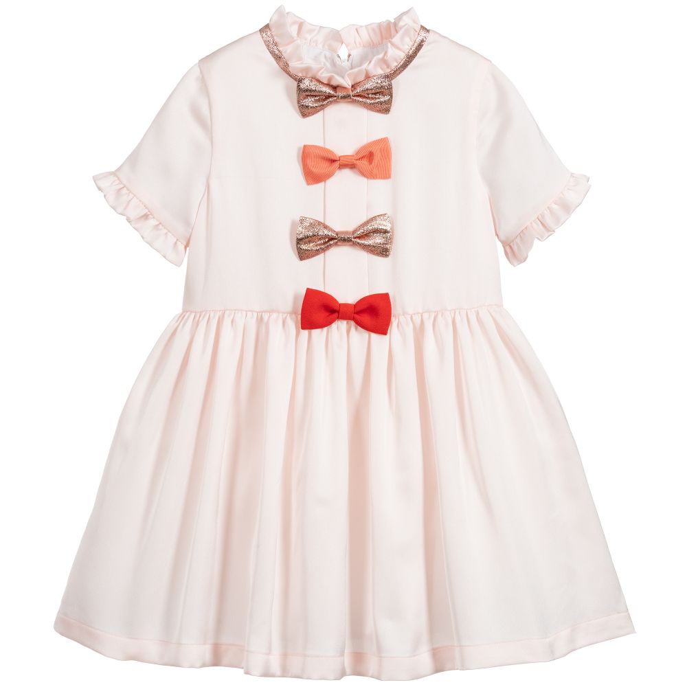 Hucklebones London - Girls Pink Satin Dress | Childrensalon