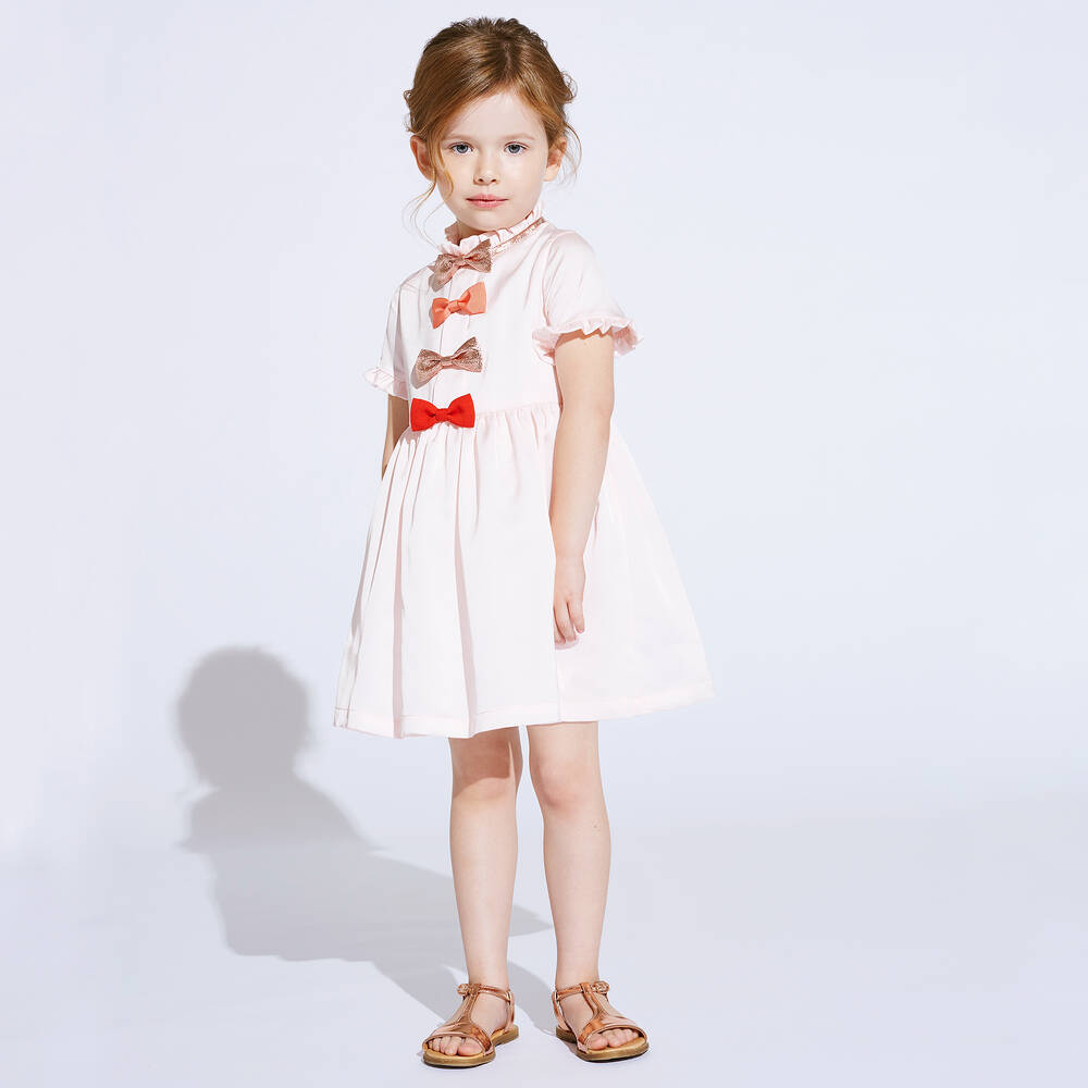 Hucklebones London-Girls Pink Satin Dress | Childrensalon Outlet
