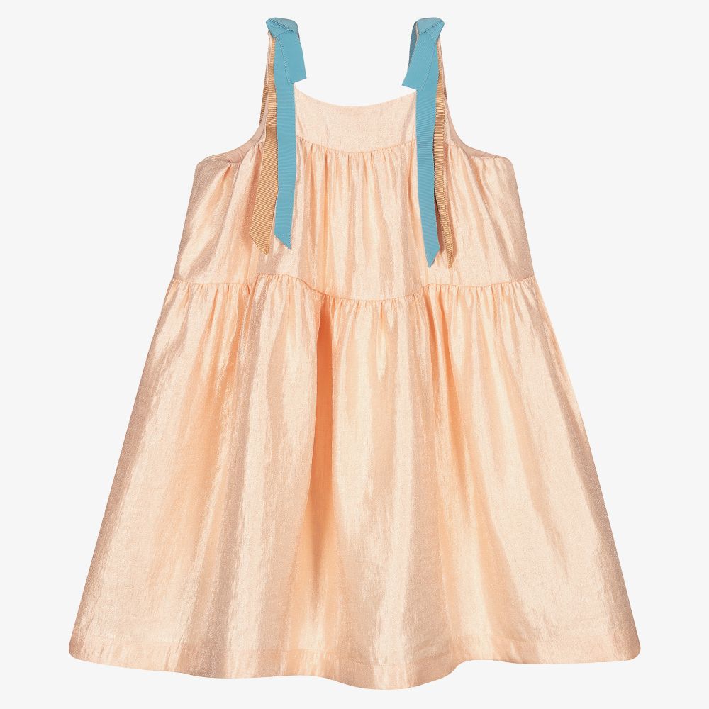 Hucklebones London - Girls PInk Satin Dress | Childrensalon