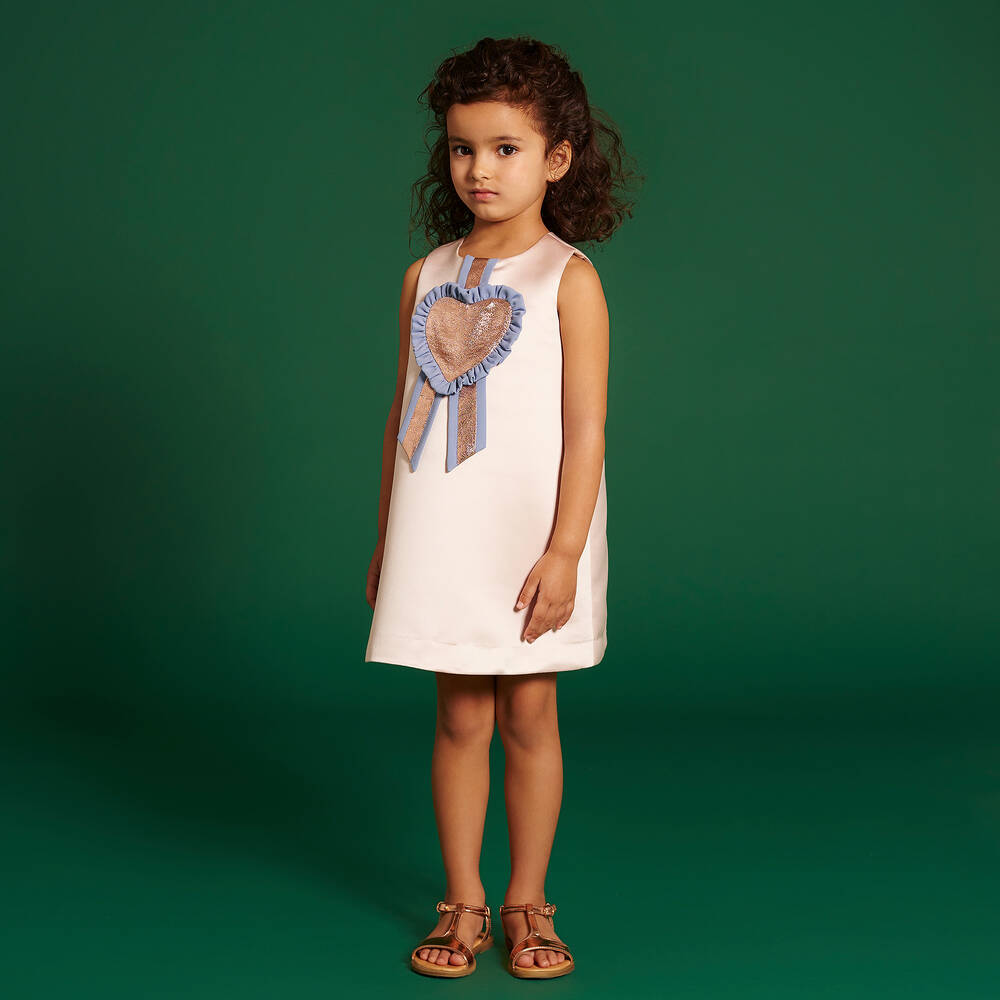 Hucklebones London-Розовое атласное платье для девочек | Childrensalon Outlet