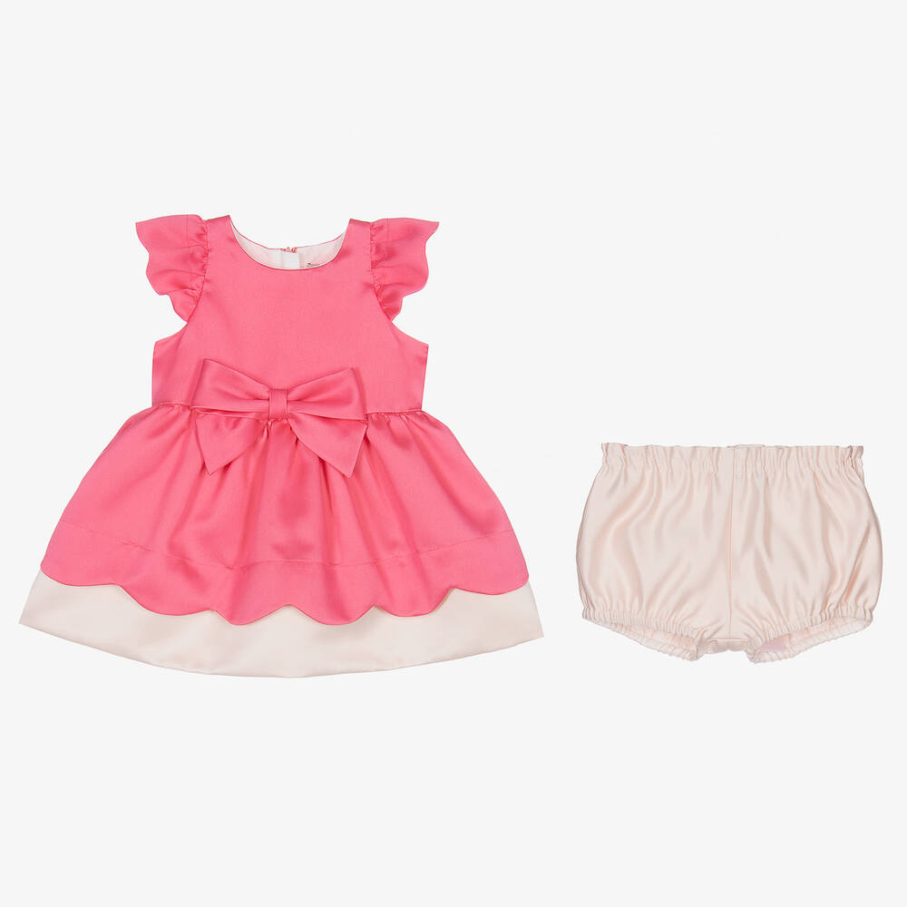 Hucklebones London-Girls Pink Satin Dress | Childrensalon Outlet