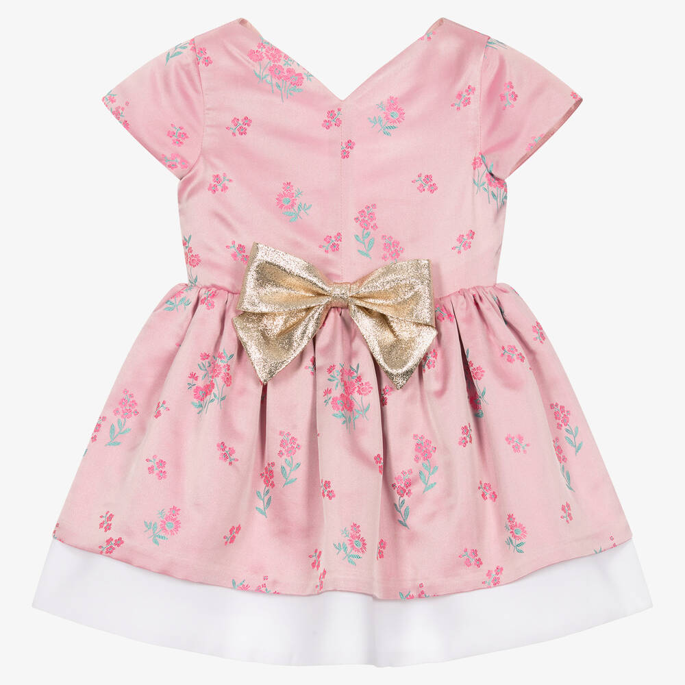 Hucklebones London - Robe rose en satin jacquard fille | Childrensalon