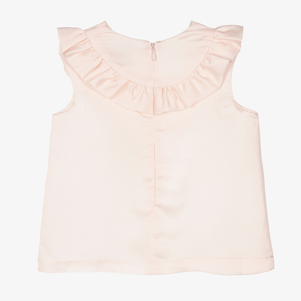 Hucklebones London-Розовая атласная блузка с оборкой для девочек | Childrensalon Outlet