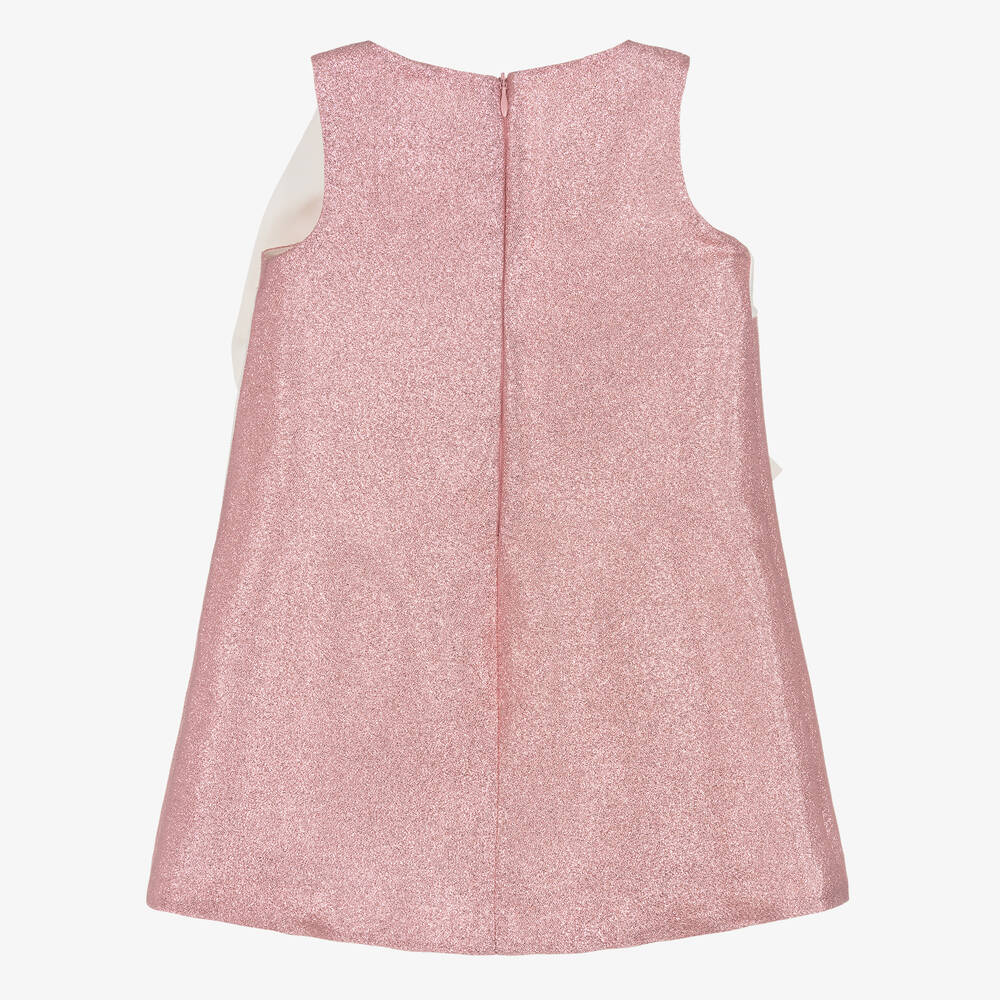 Hucklebones London-Girls Pink Sparkly Bow Dress | Childrensalon Outlet