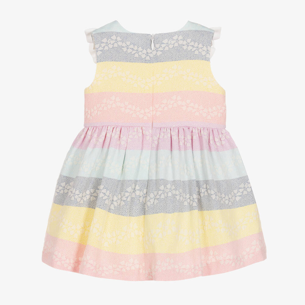 Hucklebones London-Girls Pink Striped Jacquard Dress | Childrensalon Outlet
