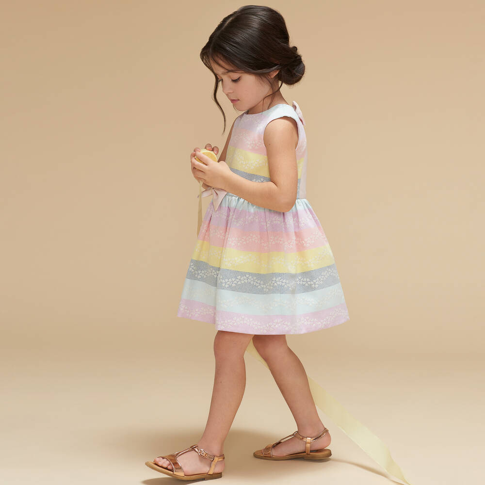 Hucklebones London-Жаккардовое платье в розовую полоску | Childrensalon Outlet