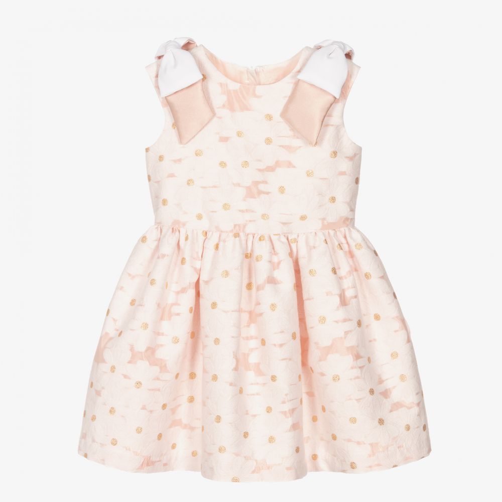 Hucklebones London - Розово-белое платье с ромашками для девочек | Childrensalon