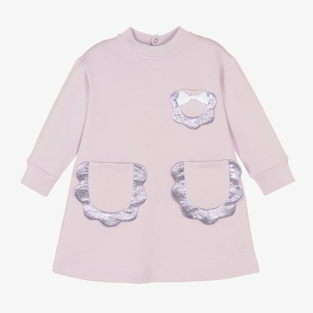 Hucklebones London-سويتشيرت قطن عضوي جيرسي لون بنفسجي للبنات | Childrensalon Outlet