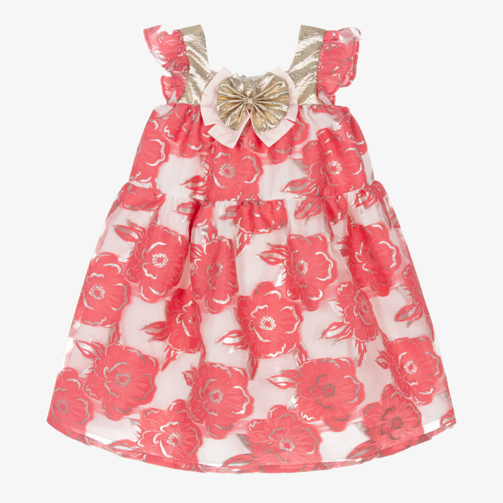 Hucklebones London-Girls Red Bloom Jacquard Elegance | Childrensalon Outlet