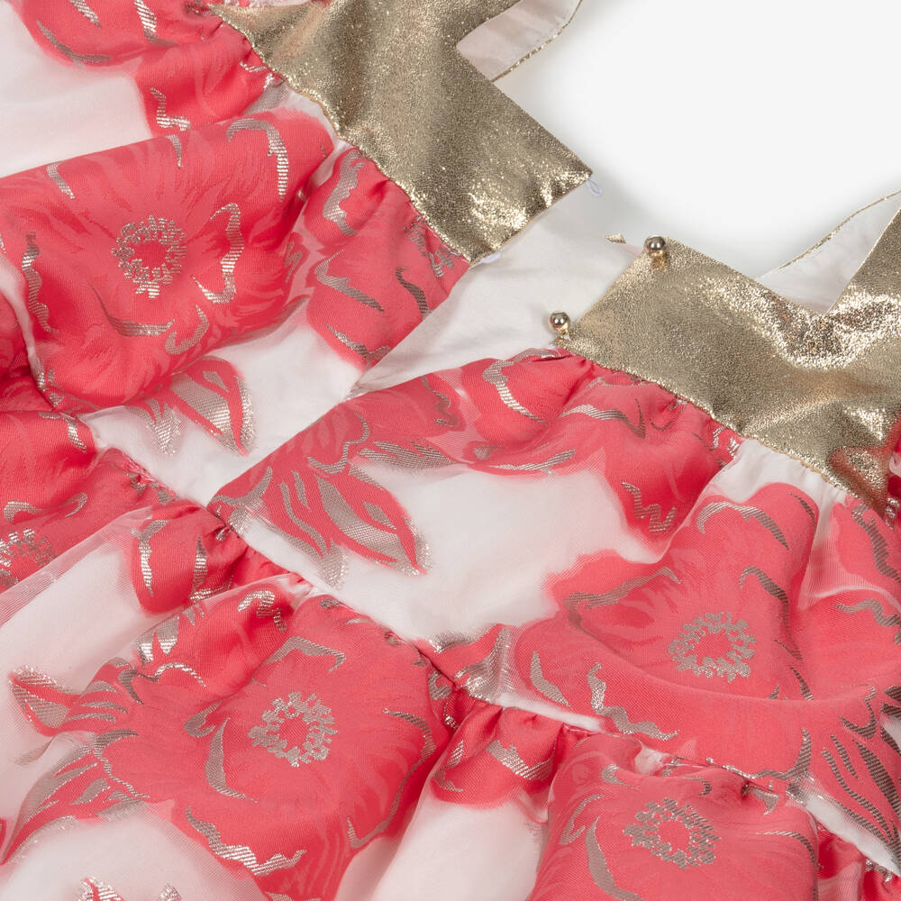 Hucklebones London-Girls Red Bloom Jacquard Elegance | Childrensalon Outlet