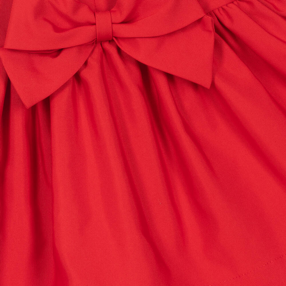 Hucklebones London-Girls Red Cotton Twill Dress | Childrensalon Outlet