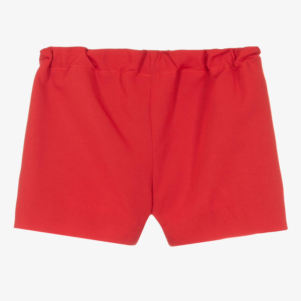 Hucklebones London-شورت مزيج قطن تويل لون أحمر للبنات | Childrensalon Outlet
