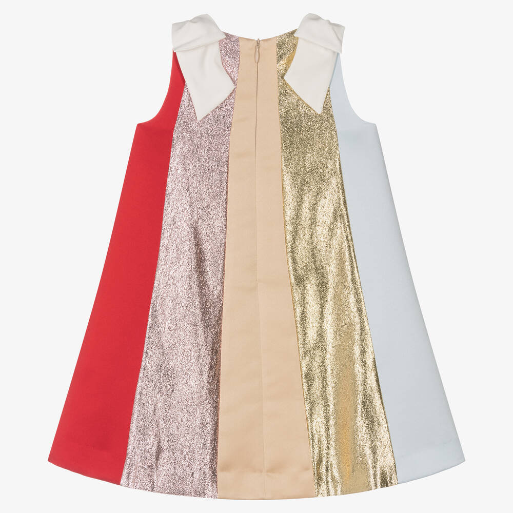 Hucklebones London-Атласное платье-трапеция радужной расцветки | Childrensalon Outlet