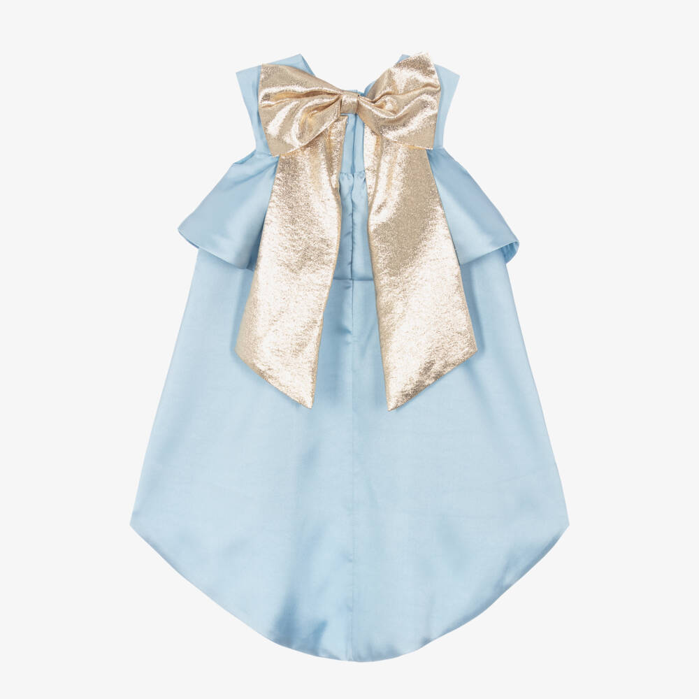 Hucklebones London-Атласное платье с бантом для девочек | Childrensalon Outlet