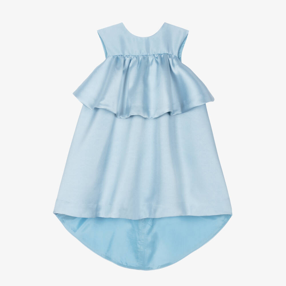 Hucklebones London-Girls Satin Twill Bowed Frock | Childrensalon Outlet