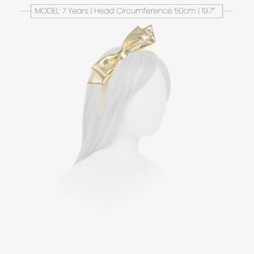 Hucklebones London-Girls Shimmering Gold Bow Headband | Childrensalon Outlet
