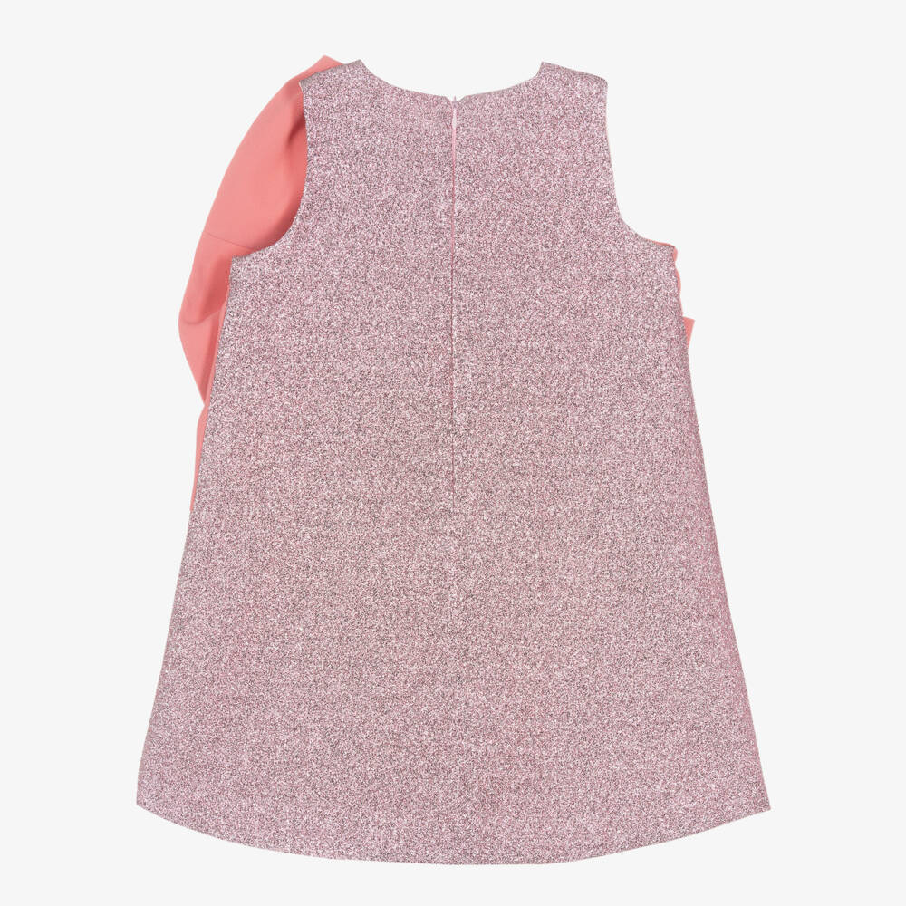 Hucklebones London-فستان وردي لامع للبنات مع فيونكة | Childrensalon Outlet