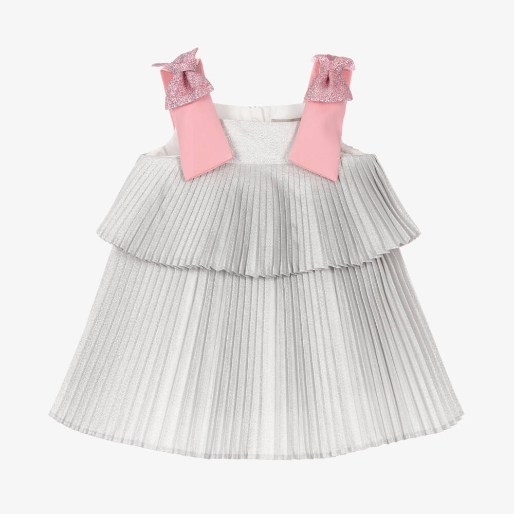 Hucklebones London-فستان حفلات فضي لامع للبنات | Childrensalon Outlet