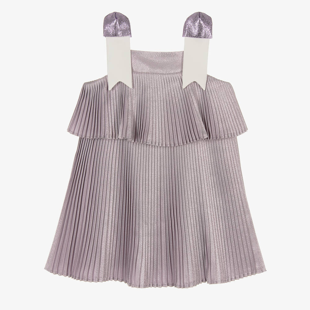 Hucklebones London - Фиолетовое плиссированное платье с блестками | Childrensalon
