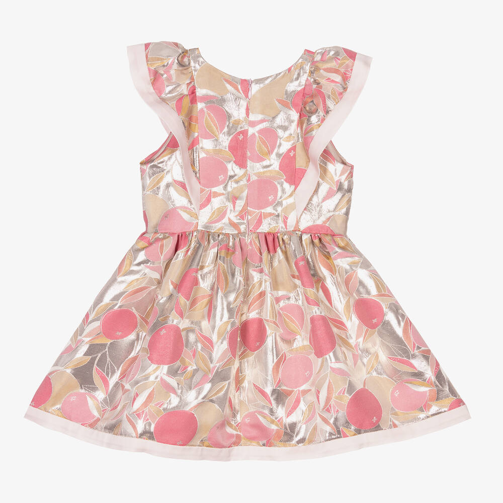 Hucklebones London-Серебристое жаккардовое платье для девочек | Childrensalon Outlet