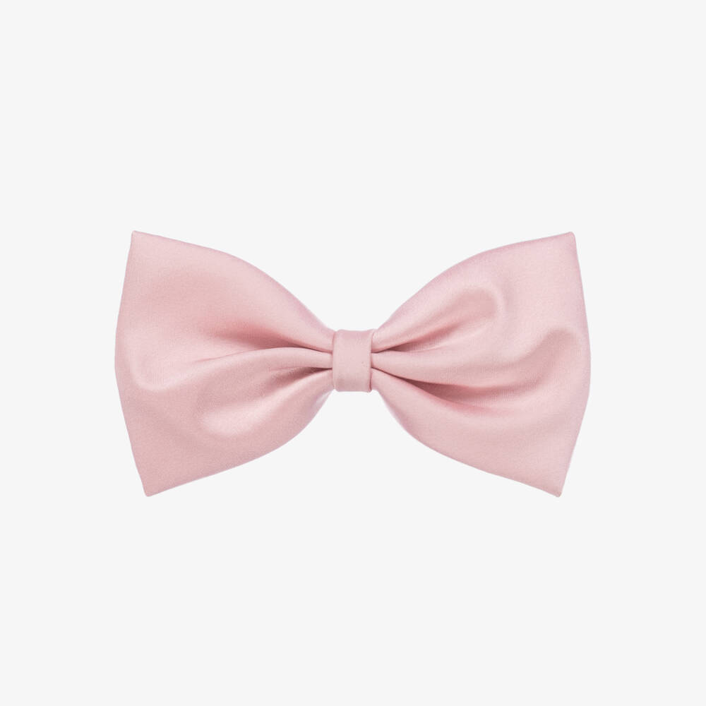 Hucklebones London-Girls Soft Pink Satin Bow Clip | Childrensalon Outlet