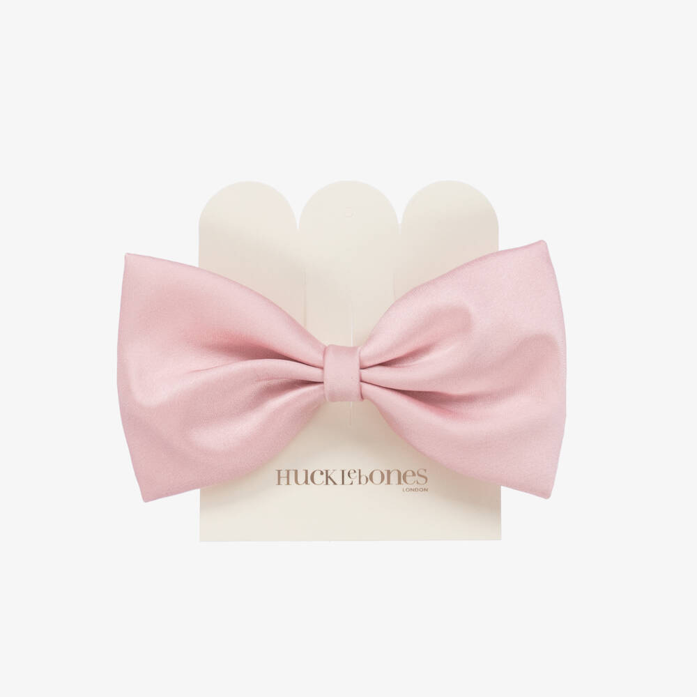 Hucklebones London-Girls Soft Pink Satin Bow Clip | Childrensalon Outlet