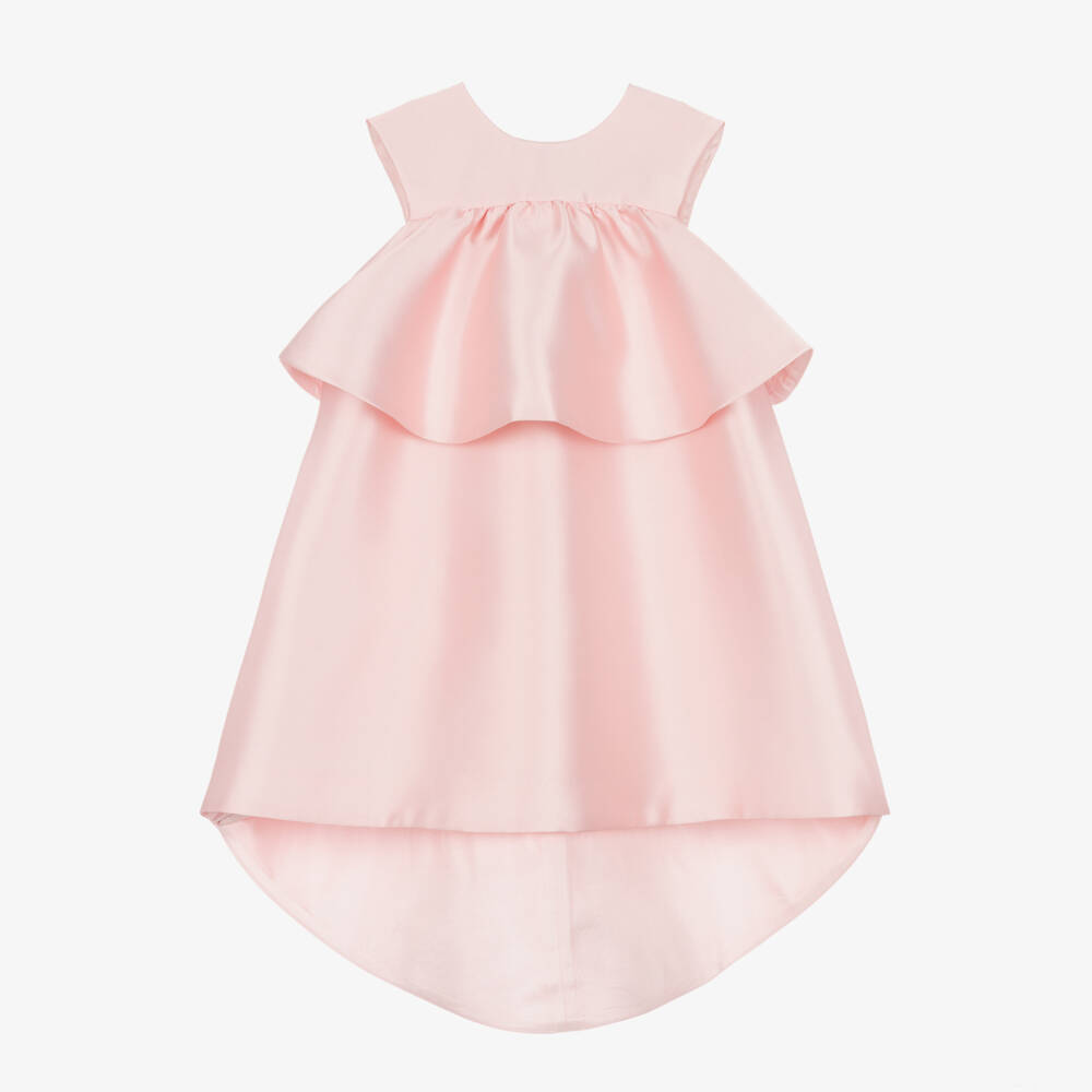 Hucklebones London-Girls Soft Pink Satin Elegance Dress | Childrensalon Outlet