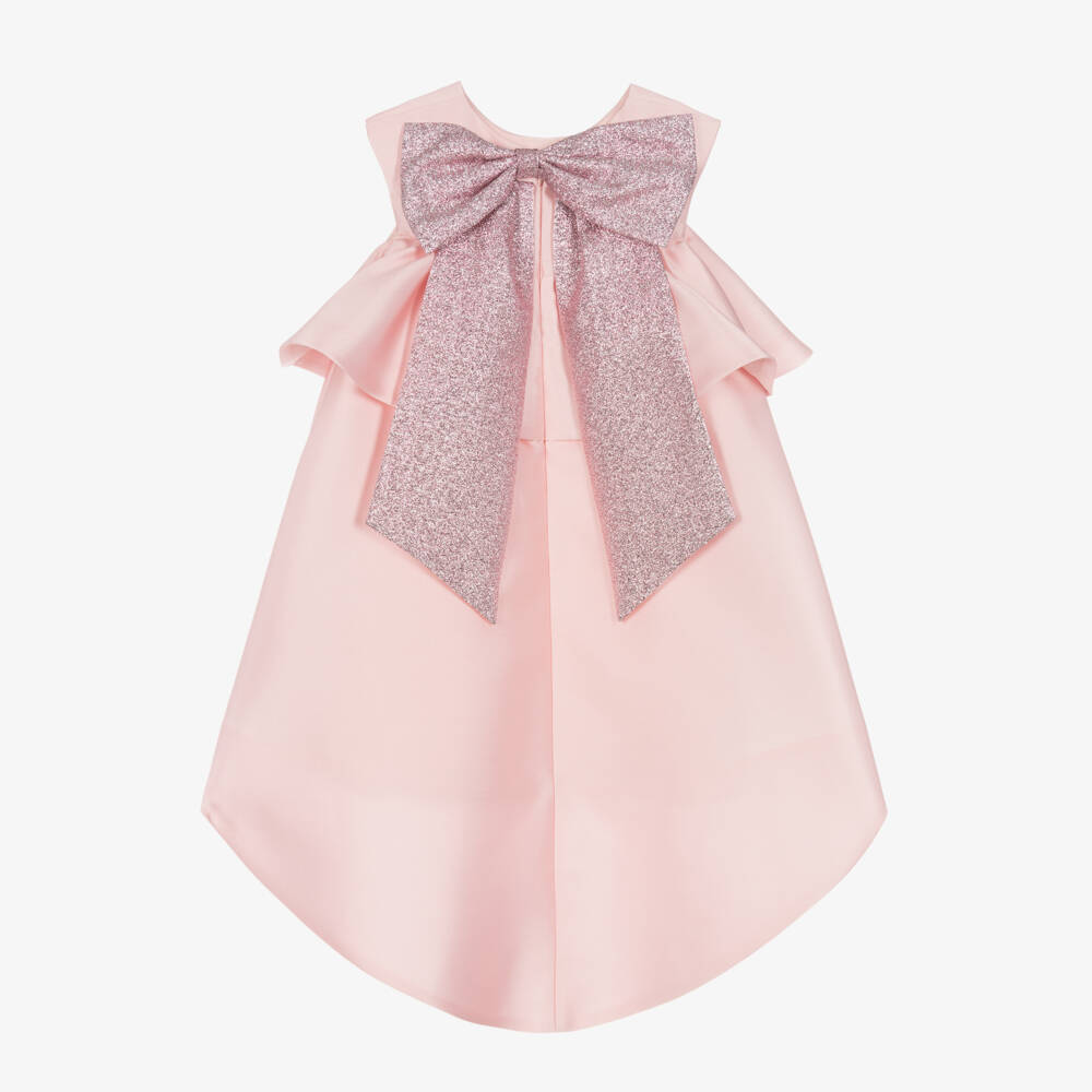 Hucklebones London-Платье из мягкого розового атласа для девочек | Childrensalon Outlet