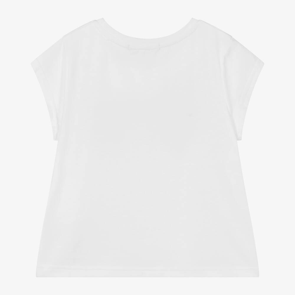 Hucklebones London-Мягкая белая футболка с золотым бантом для девочек | Childrensalon Outlet