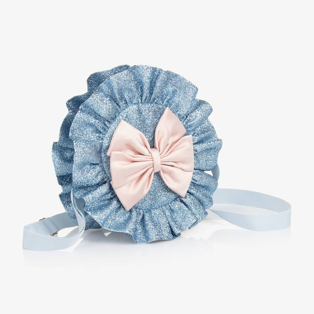 Hucklebones London-Girls Sparkle Blue & Satin Bow Purse | Childrensalon Outlet