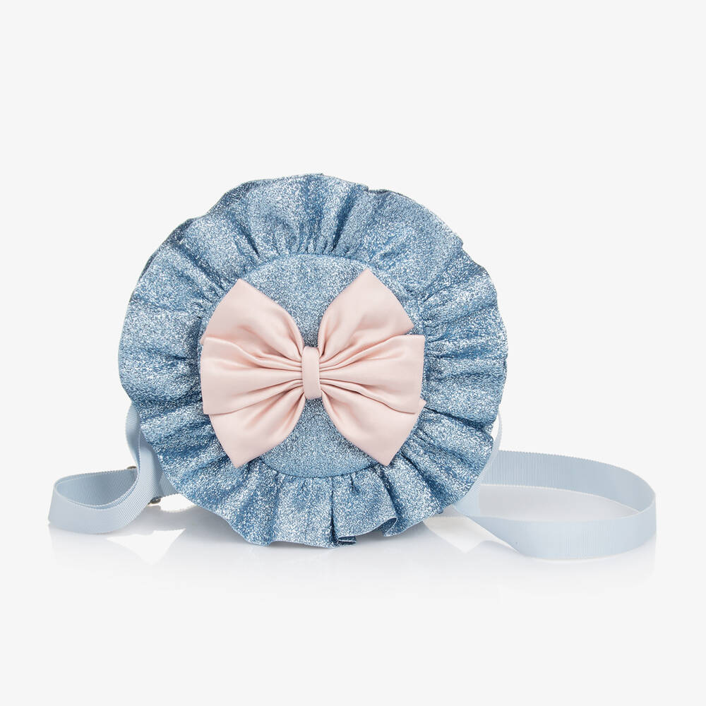 Hucklebones London-Girls Sparkle Blue & Satin Bow Purse | Childrensalon Outlet
